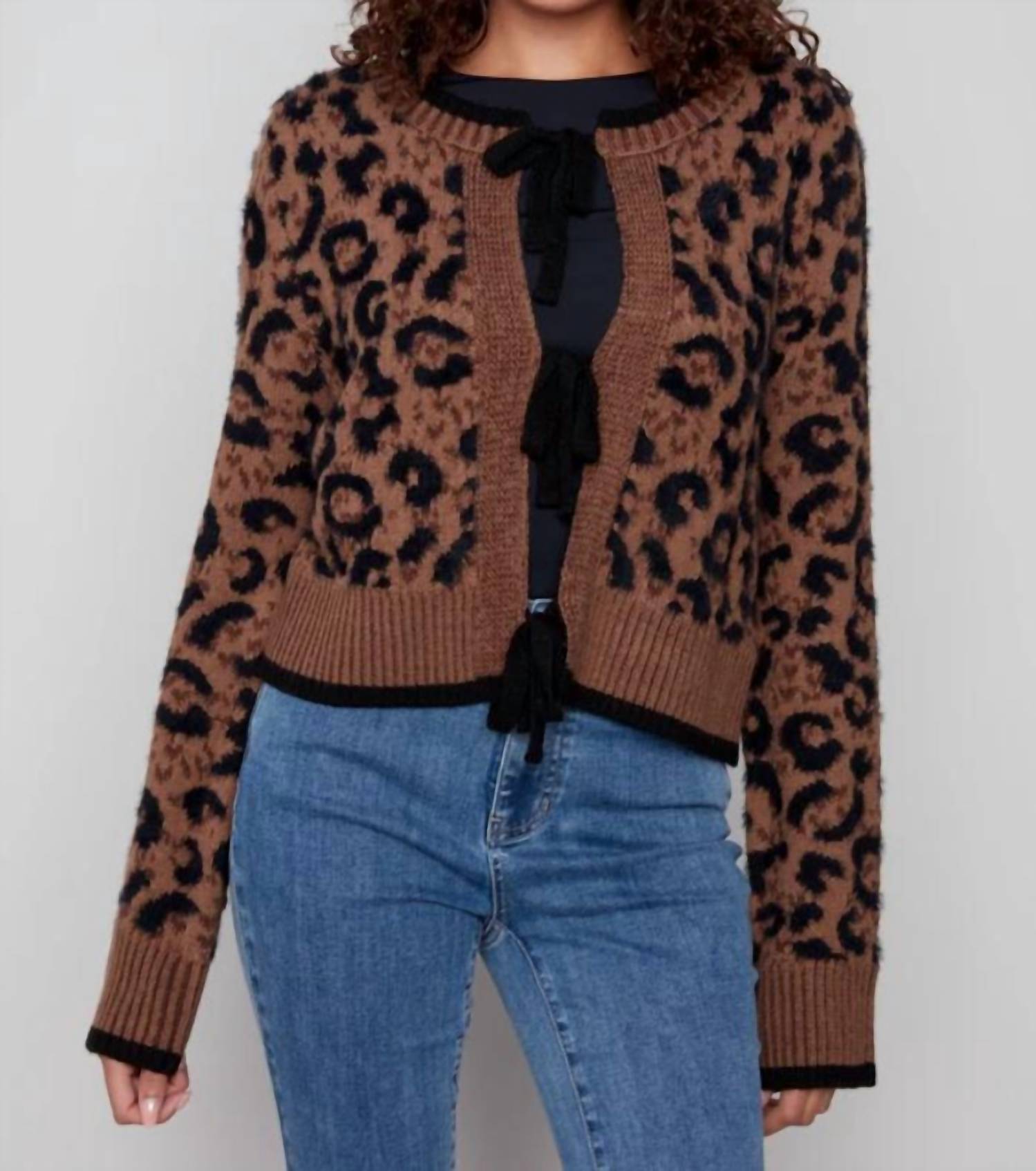 Charlie B - Bow Tie Jacquard Cardigan