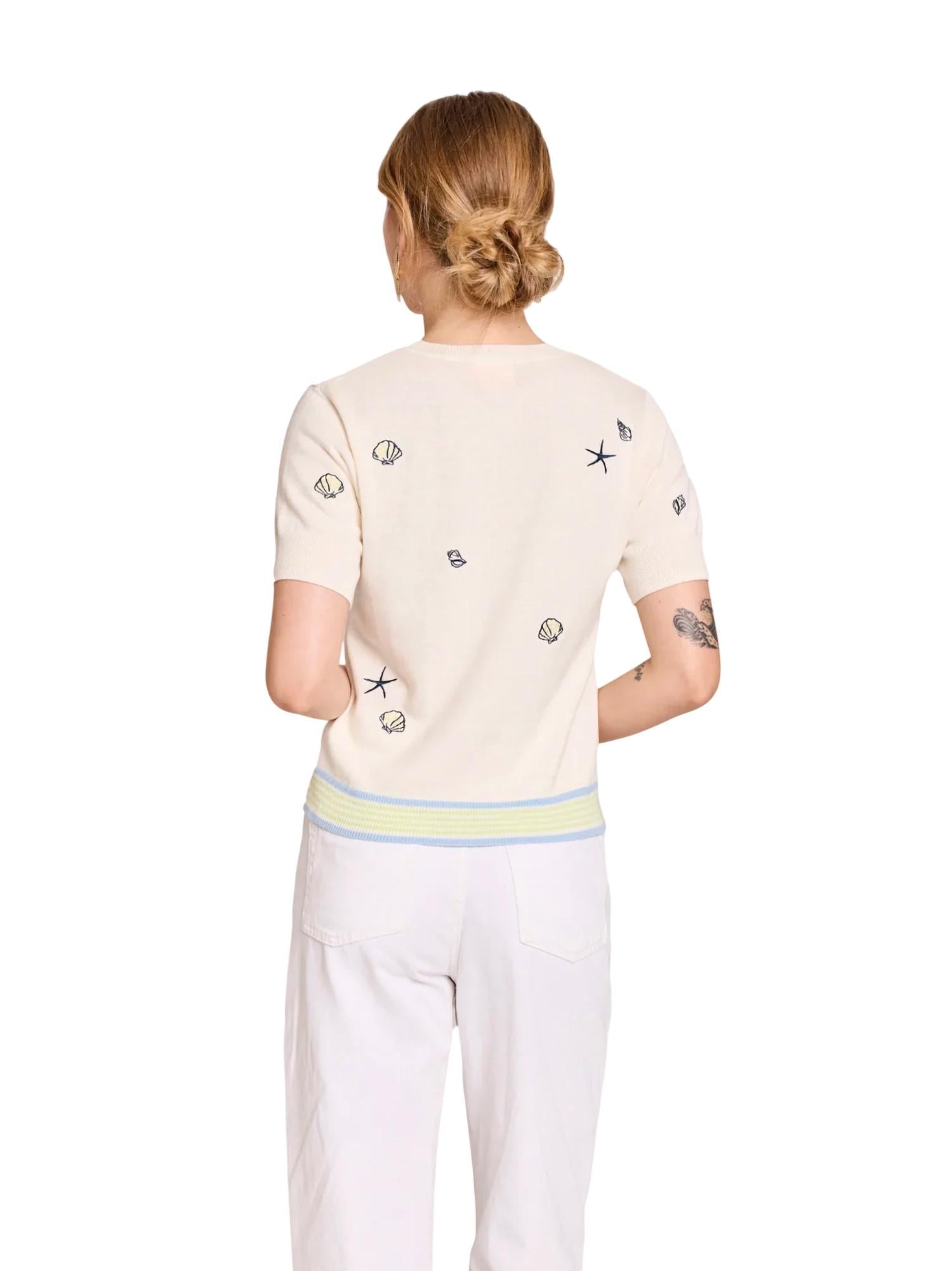 Brodie Cashmere - Shell Embroidery Tee