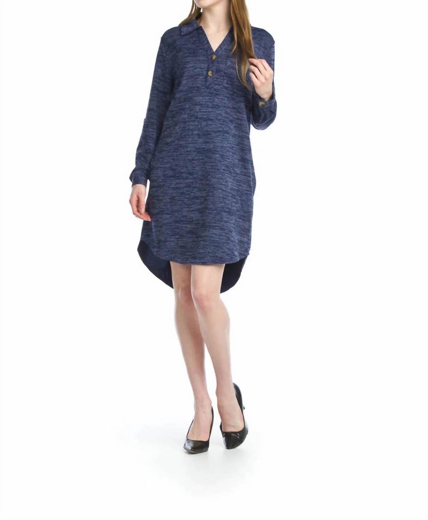 Papillon - Heathered Polo Henley Sweater Dress
