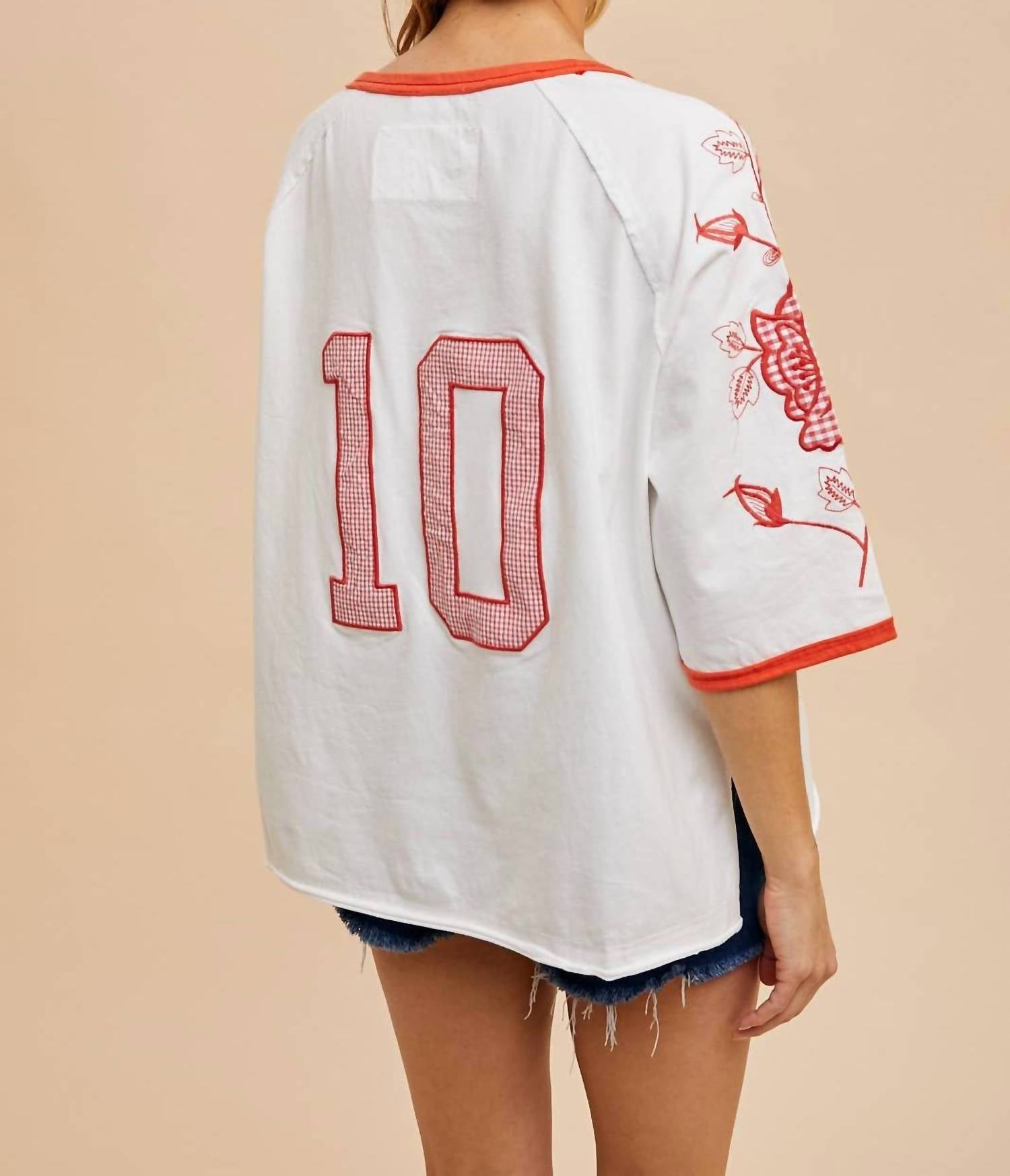 In-Loom - Jillian Cotton Embroidered Ringer Tee
