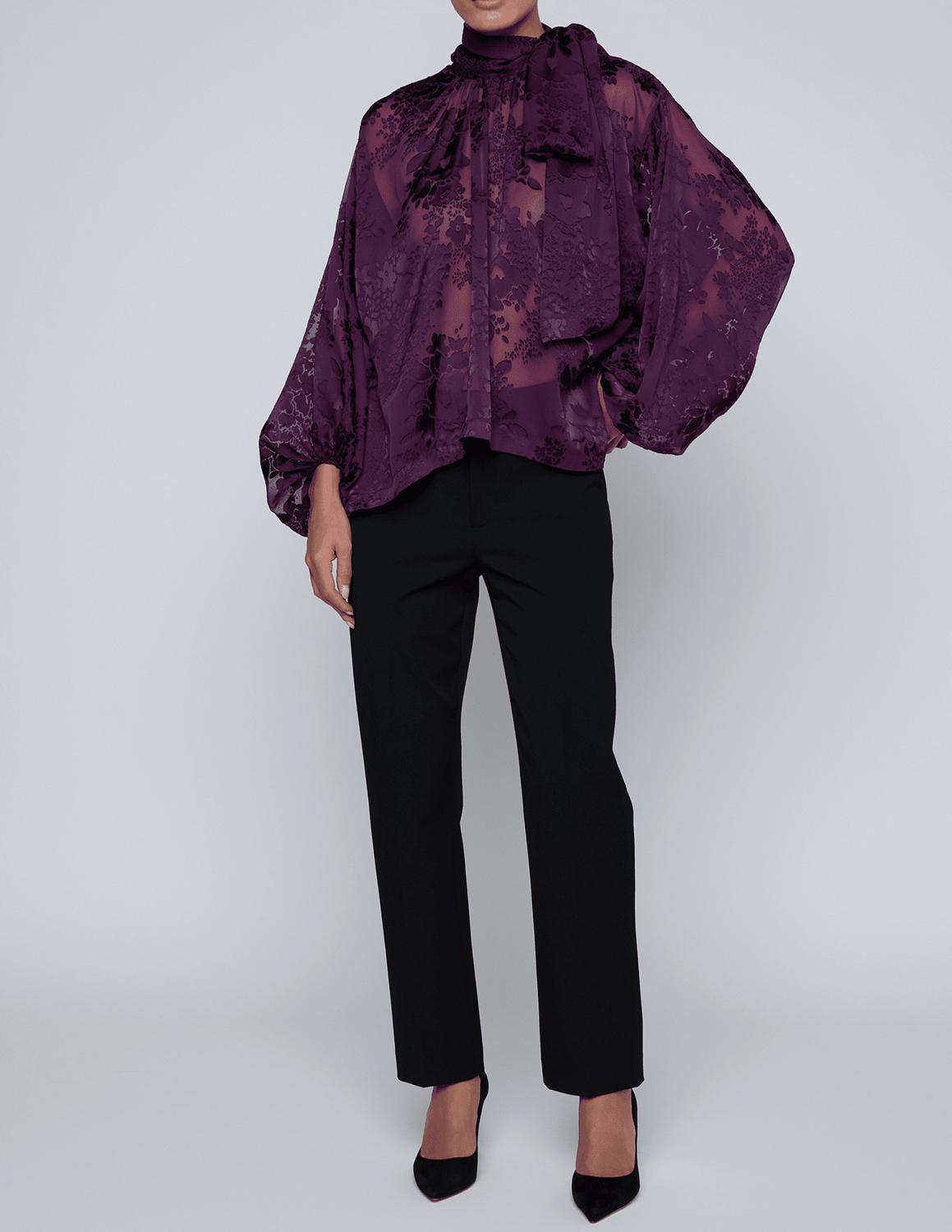 L'Agence - Rhett Burnout Satin Blouse