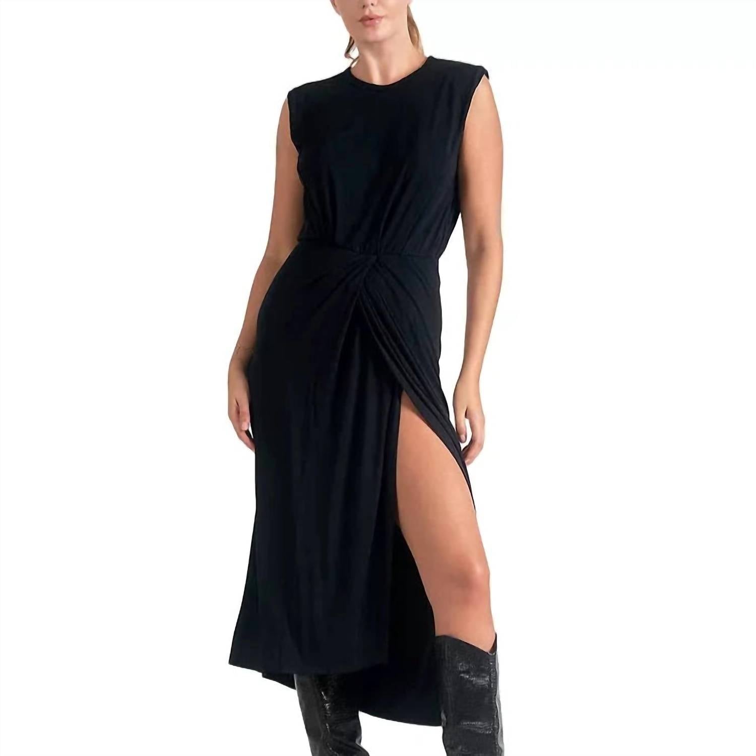 Elan - Lenox Sleeveless Front Slit Midi Dress