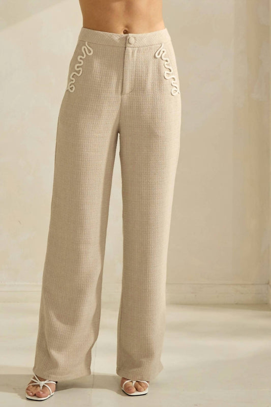 Able - Braid trim tweed pants