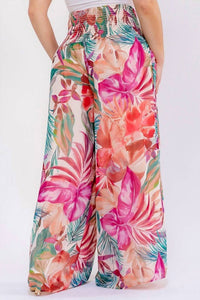 White Birch - Floral Wide Leg Palazzo Pants - Plus