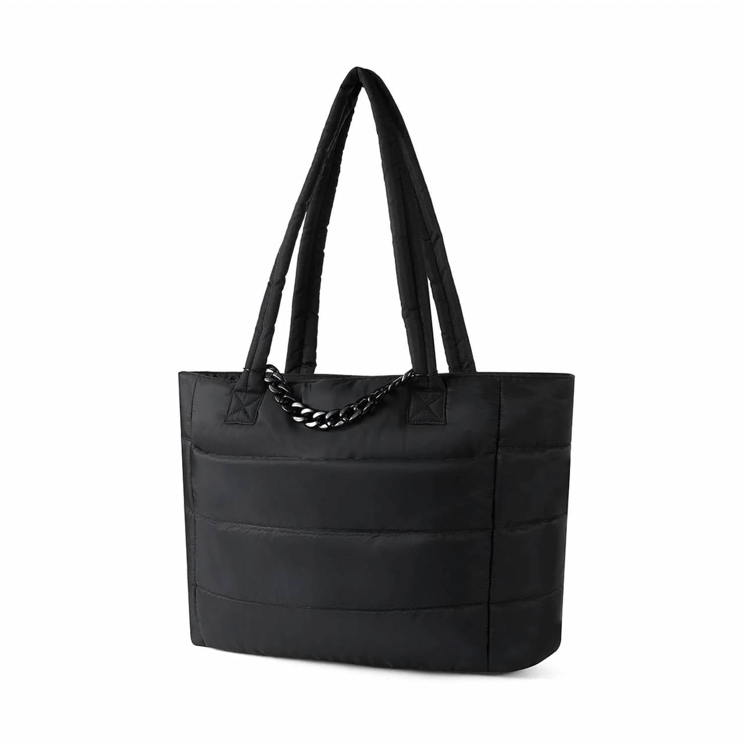 Selini New York - Women's Quilted Puffer Luggage Strap And Chain Tote Bag