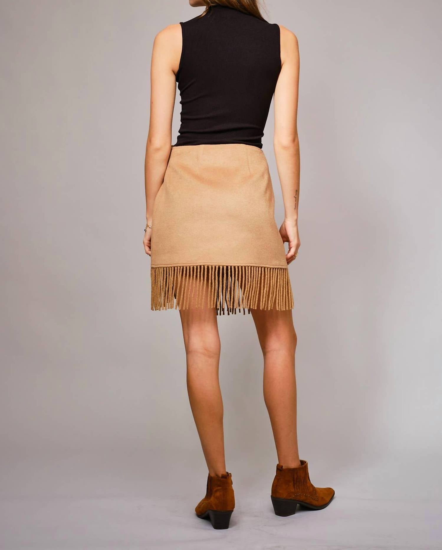 Blue B - Fringe Buckle Wrap Mini Skirt