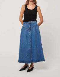 Rolla'S - Leonie Drop Waist Midi Denim Skirt