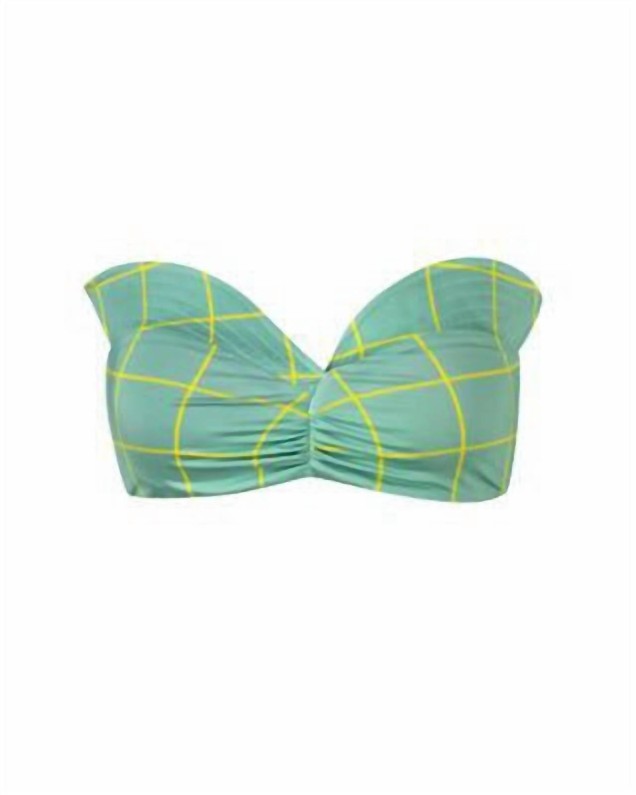 JUAN DE DIOS Women's Victoria Top in army green squares - women's swimwear