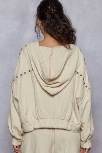 POL Stoddard Zip Up Hoodie in natural - women's top - alternate view