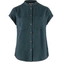 Fjallraven Women's Övik Cap Sleeve Hemp Shirt in mountain blue - women's shirt