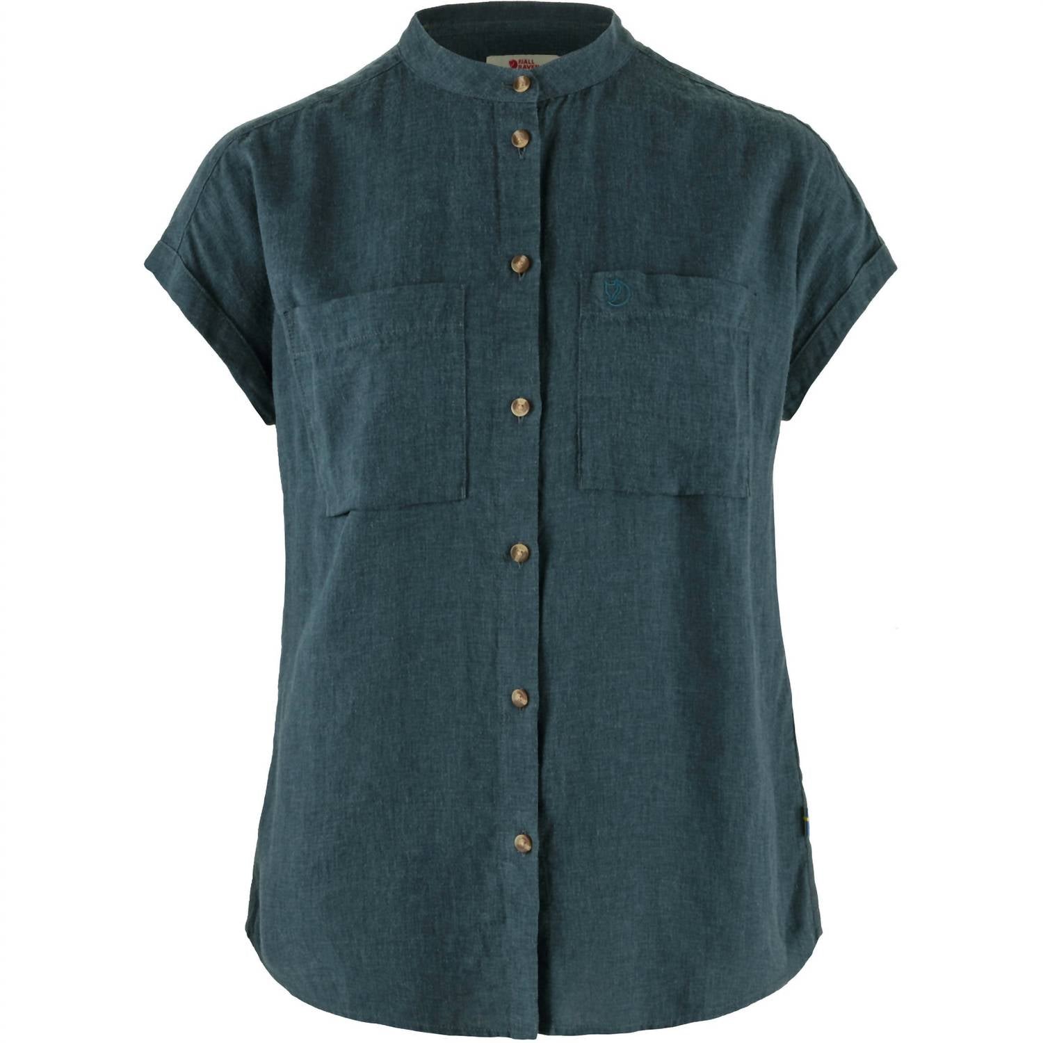 Fjallraven Women's Övik Cap Sleeve Hemp Shirt in mountain blue - women's shirt