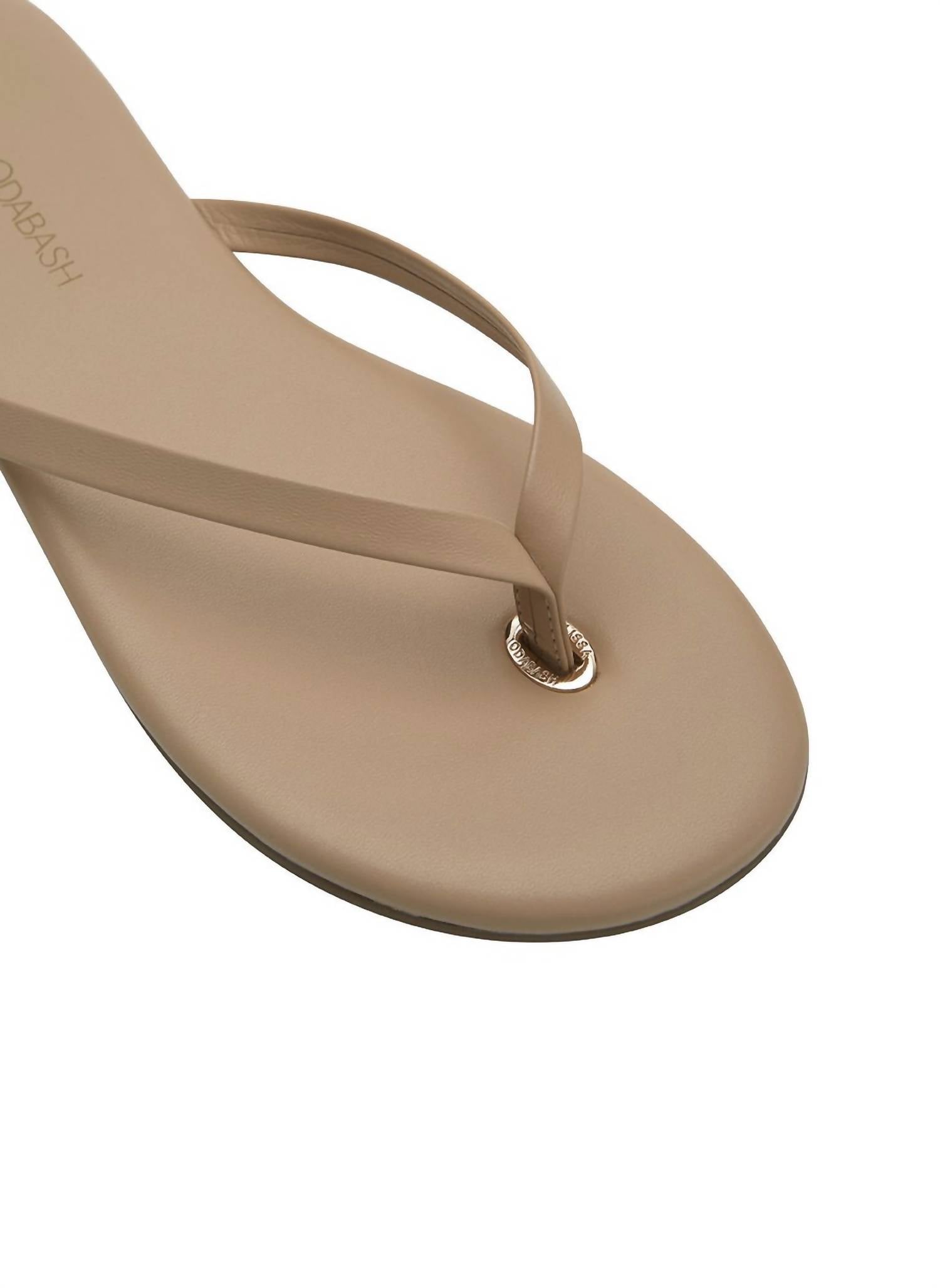 Melissa Odabash Women's Leather Flip Flops Sandal in nude - women's sandal - alternate view