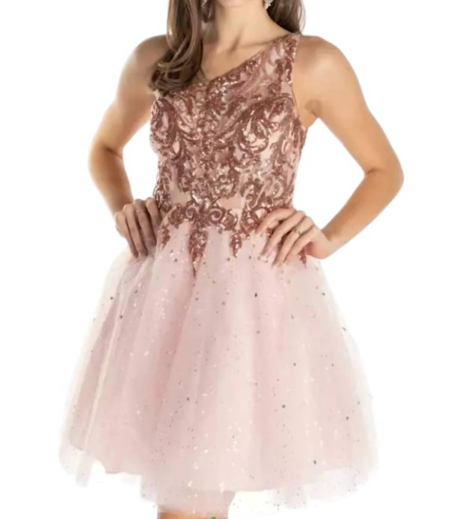 MORILEE One Shoulder Dress in blush rosegold - women's dress