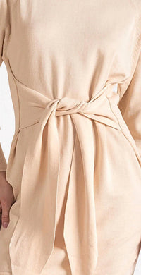 Elan - Long Sleeve Midi With Front Tie Dress