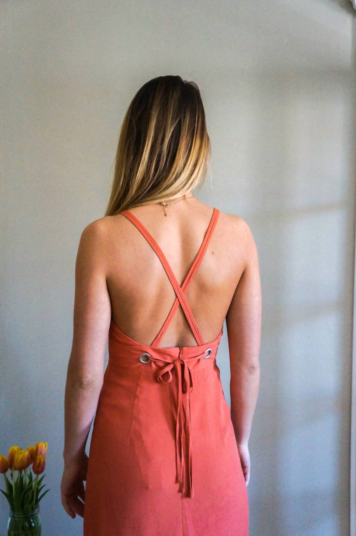 Le Lis - Morocco And Mimosas Surplice Top Leg Slit Midi Dress