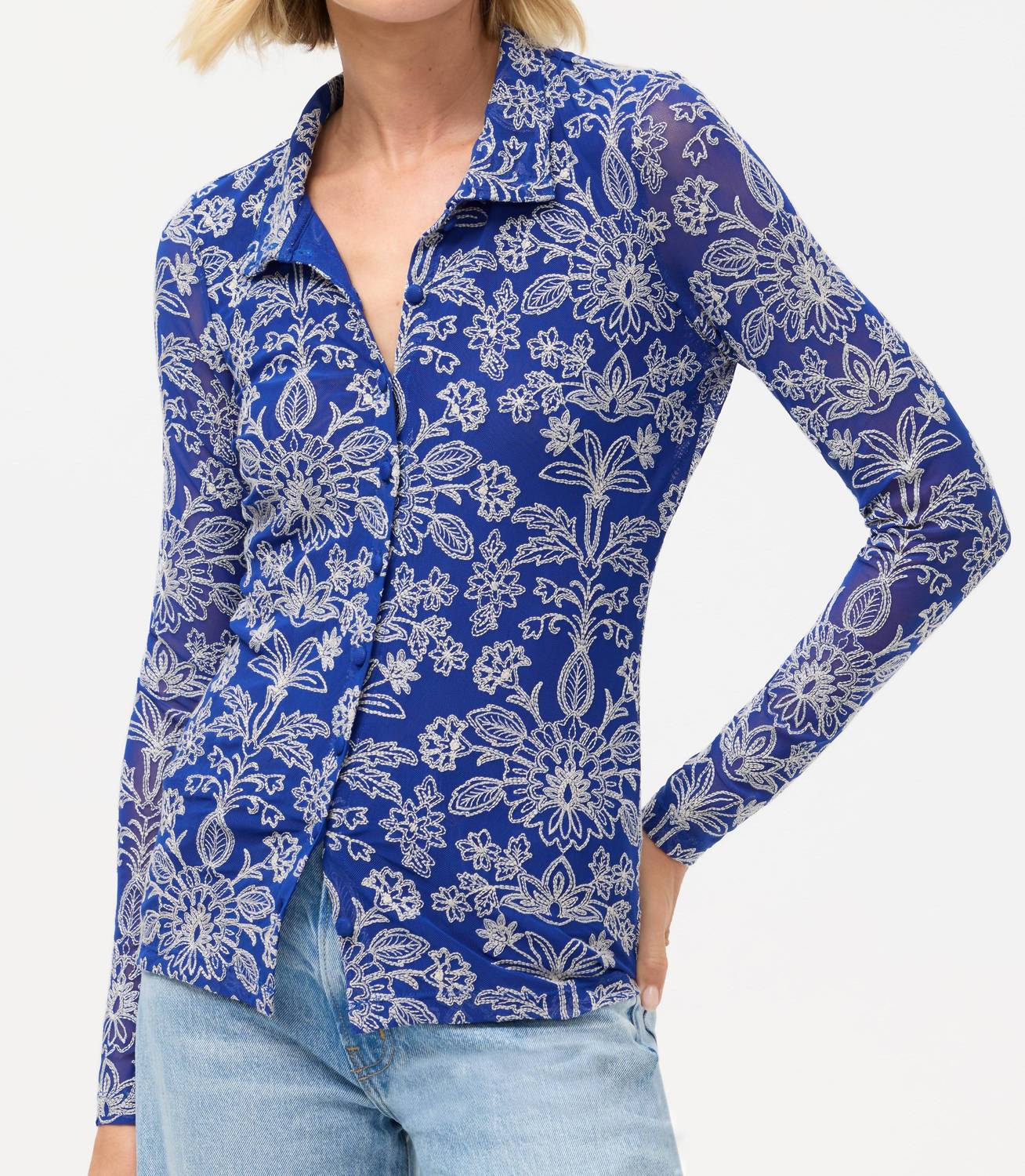 Johnny Was - MARICEL MESH BUTTON DOWN SHIRT