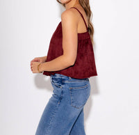 THML Pleated Luxe Tank Top in wine - women's tank top - view 4