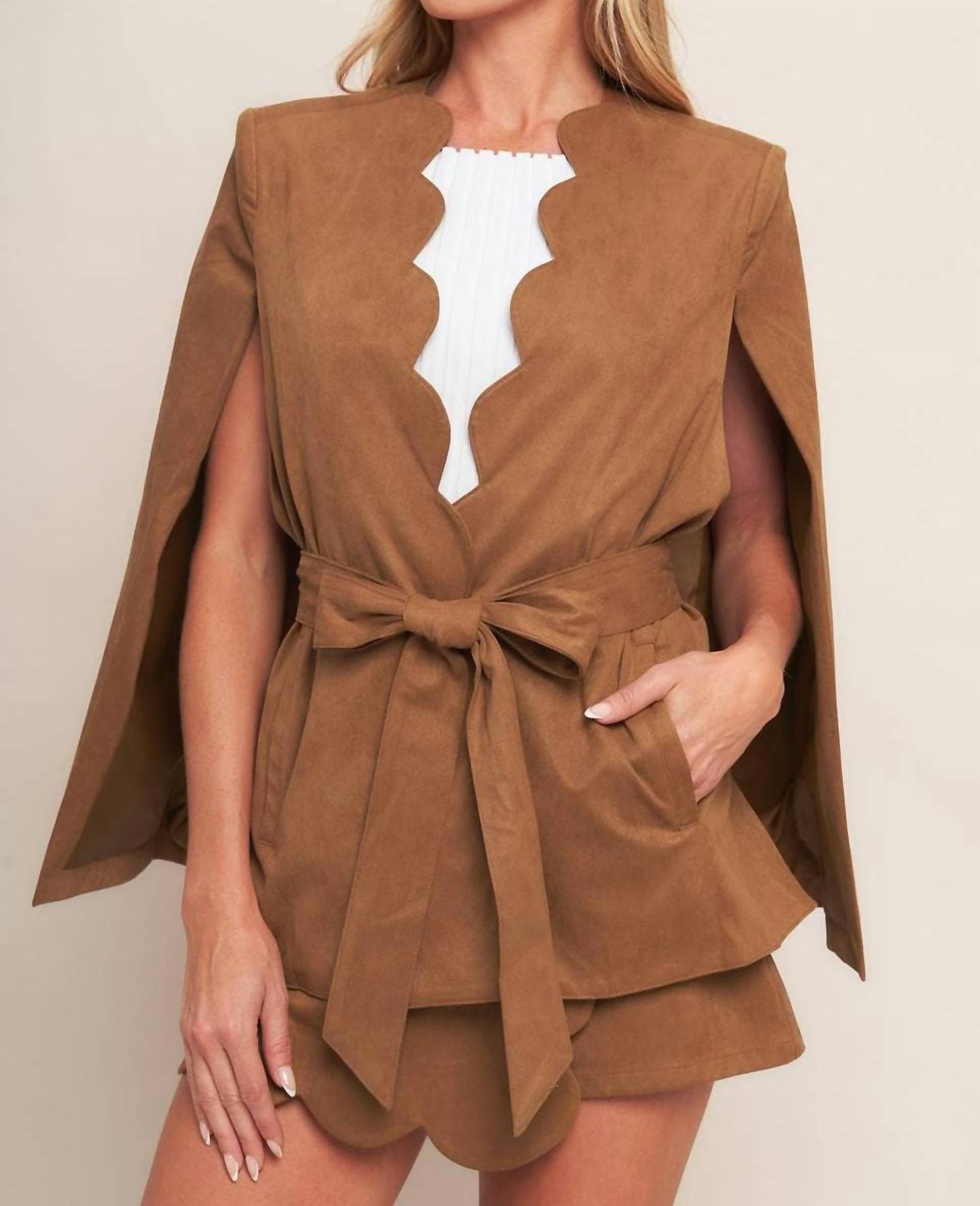 Flying Tomato - Faux Suede Capelet