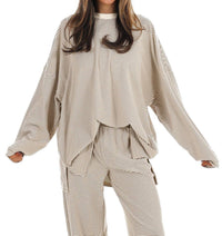 Things Between - Well Defined Stripe Fleece Oversized Top