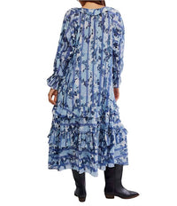 Free People Garden Wonders Tiered Midi Dress in blue - women's dress - detail view