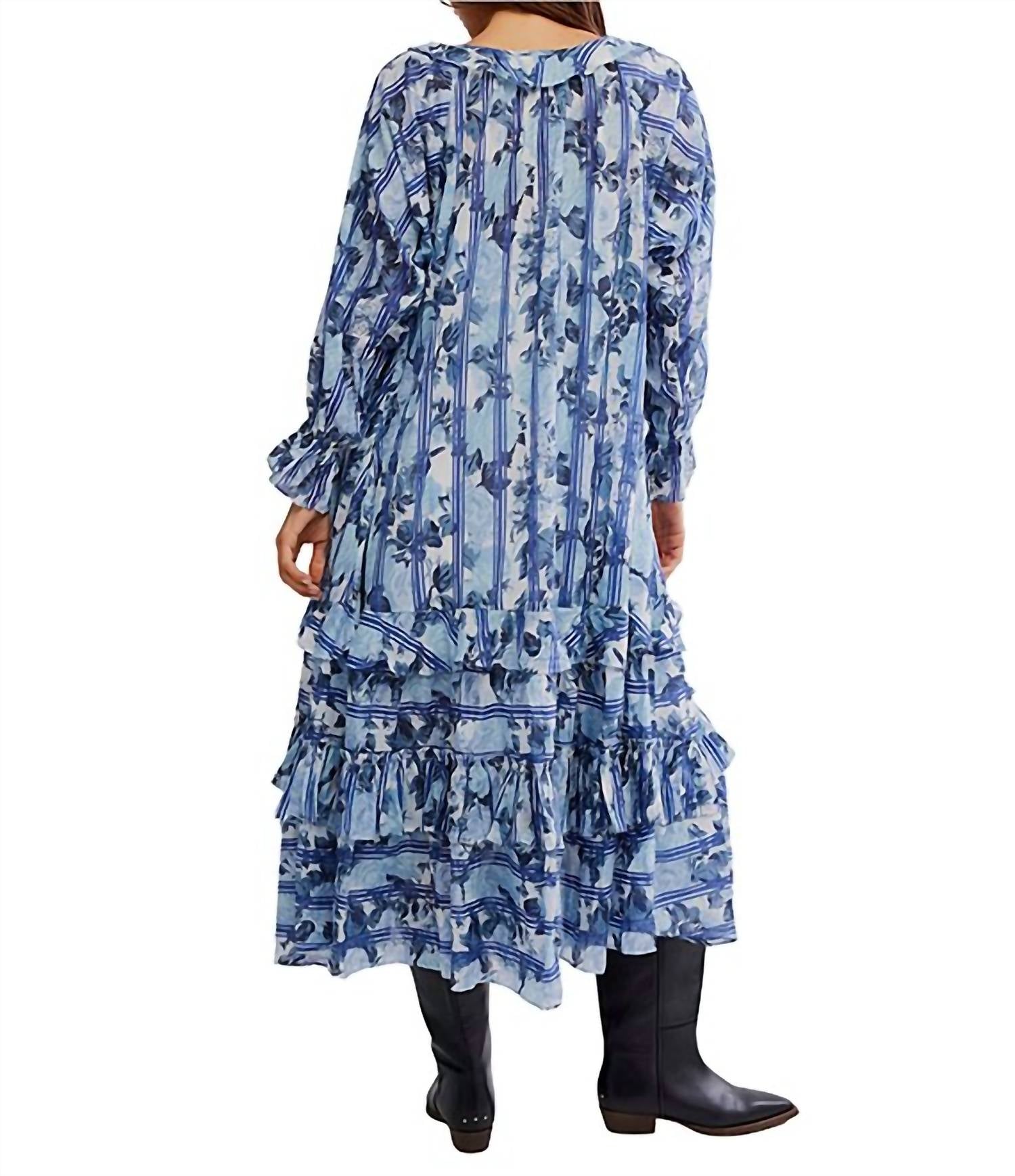 Free People Garden Wonders Tiered Midi Dress in blue - women's dress - detail view