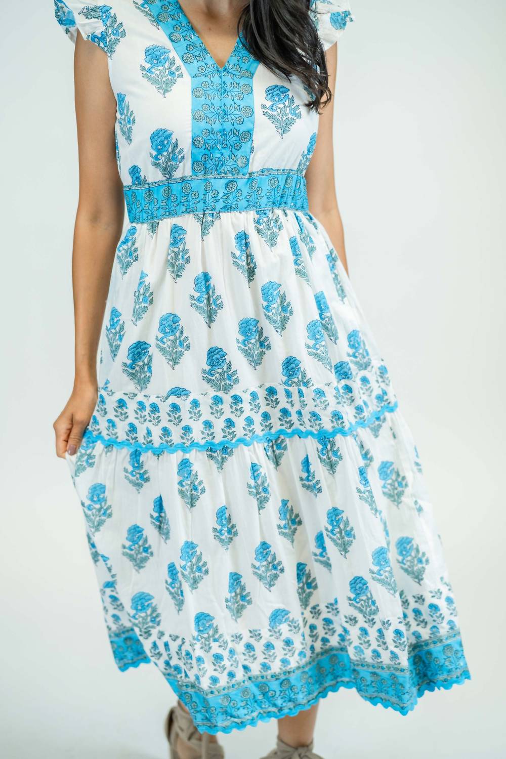 VICTORIA DUNN Hallie Midi Dress in capri - women's dress - detail view