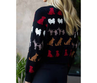 THML Long Sleeve Dog Detail Cardigan in black - women's cardigan - detail view
