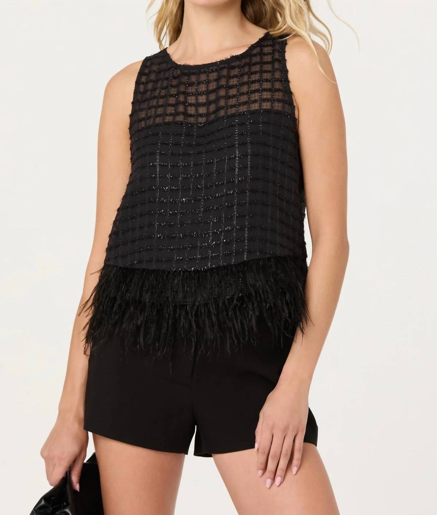 Astr - Etheos Feather Trim Top