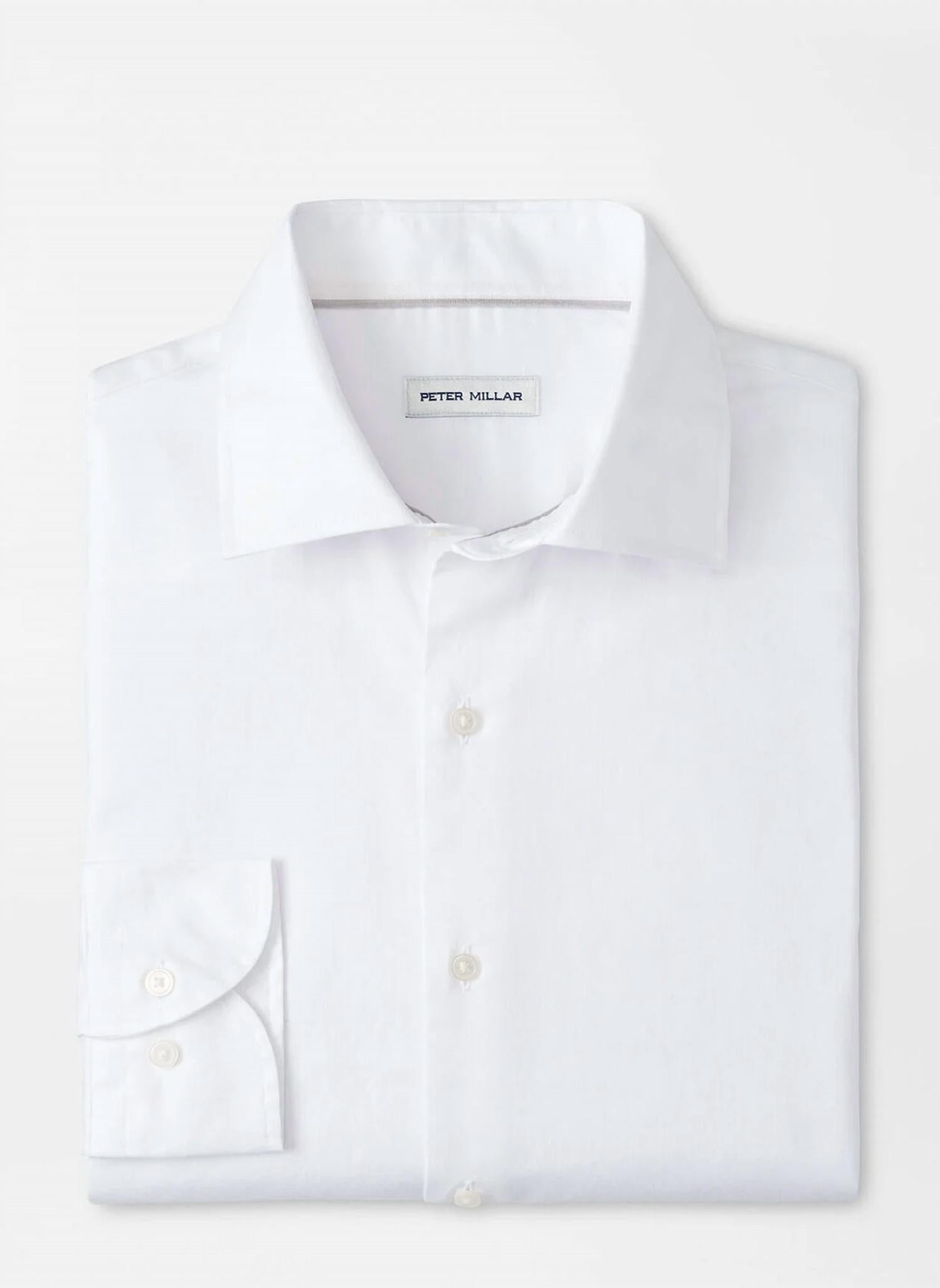 PETER MILLAR Highlands Soft Twill Cotton Shirt in white - men's shirt - view 4
