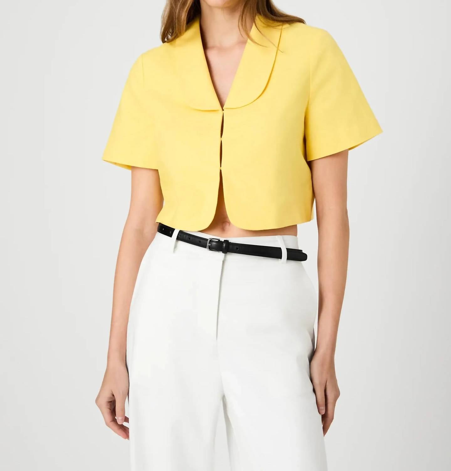 French Connection - Theo Linen Oversized Collar Top