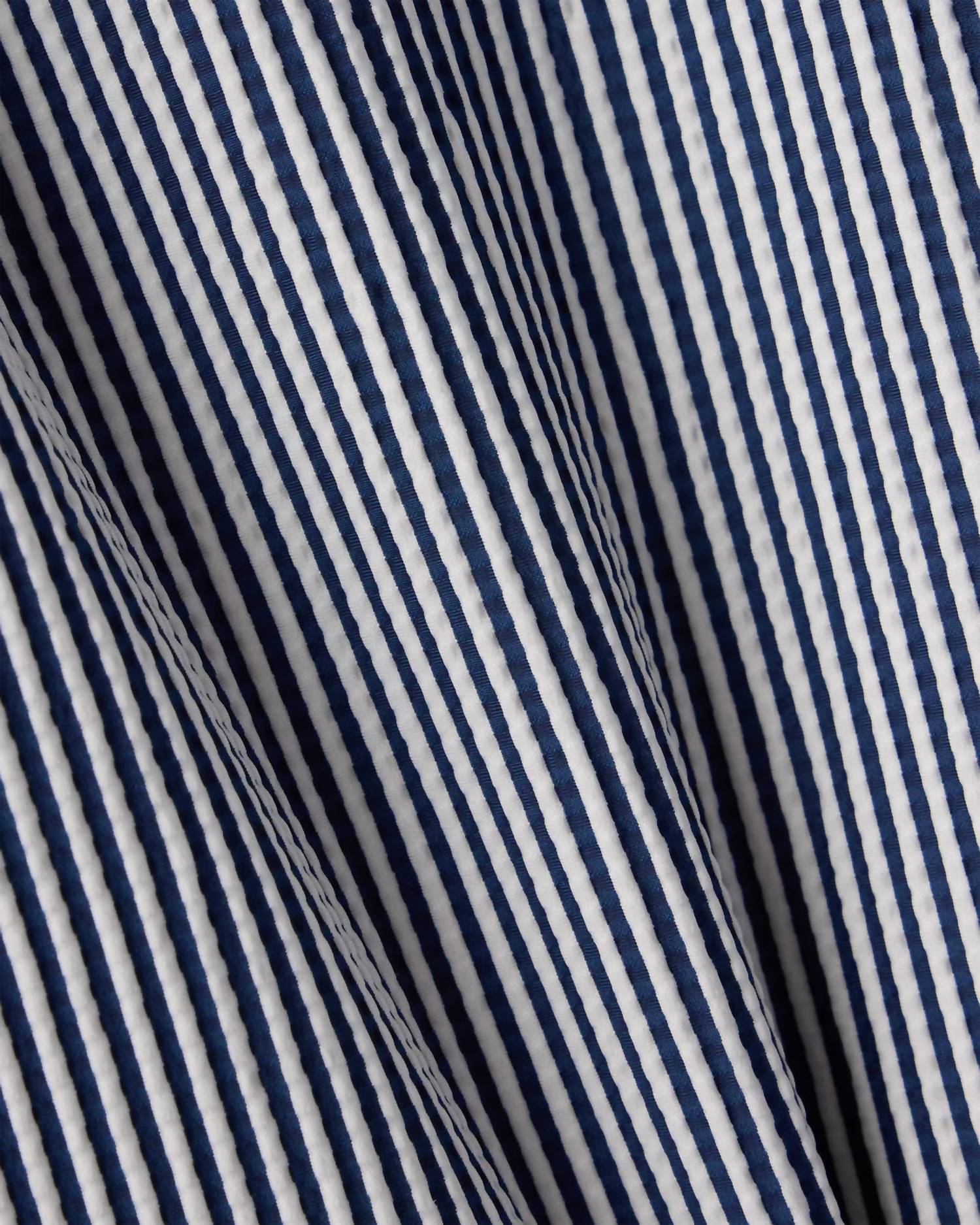 RHONE Commuter Seersucker Camp Collar Shirt in navy stripe - men's t-shirt - view 4