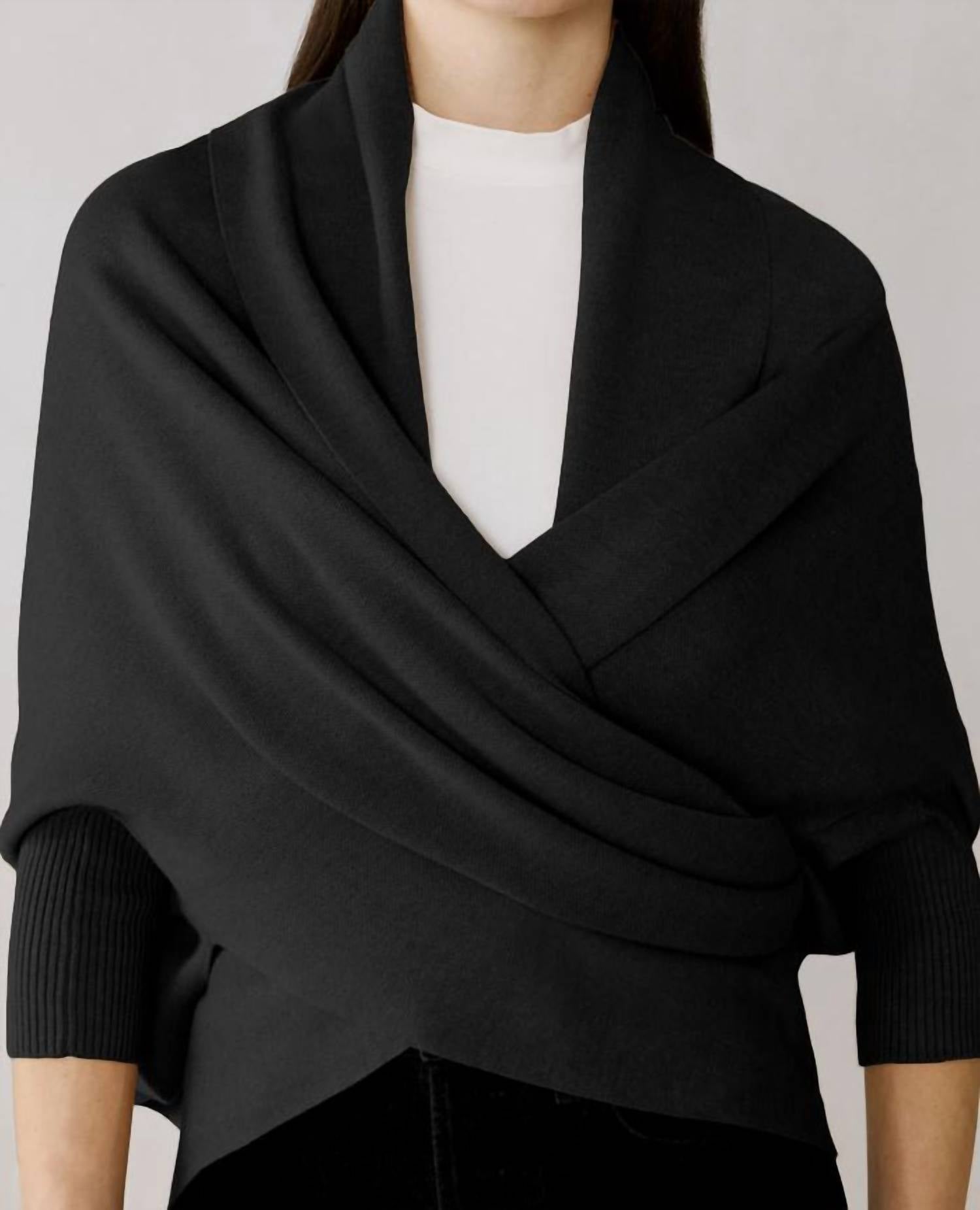 SOIA&KYO Miku-n Knit Scarfigan in black - women's cardigan - view 5