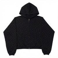 knotWTR Rhinestone Zip-up Hoodie in black - women's top - view 4