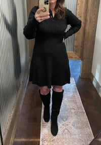 &Merci - Ribbed Sweater Flared Mini Dress
