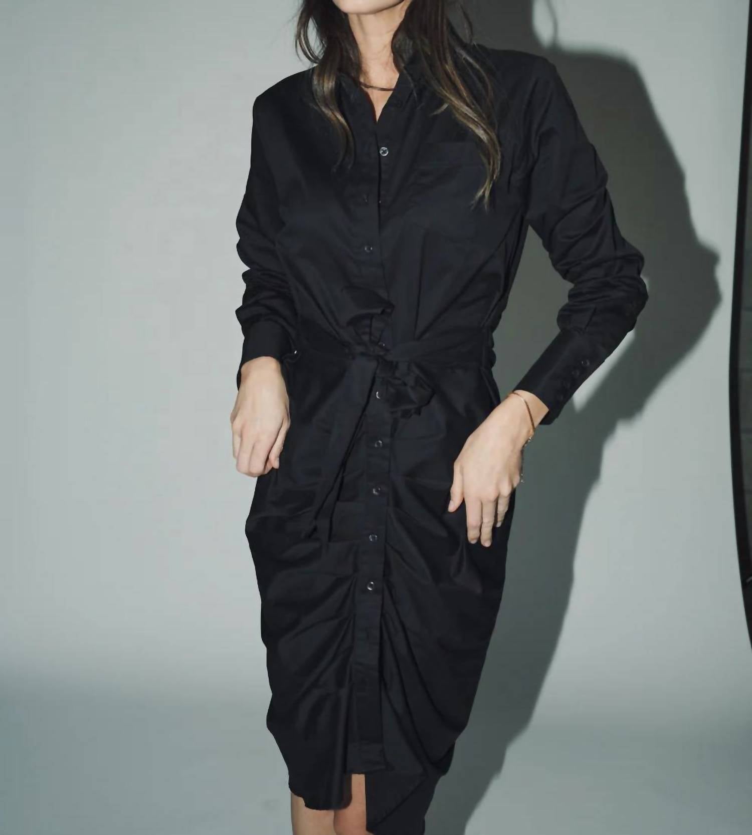 THE SHIRT Wrap Front Dress in black - women's dress