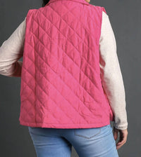 Umgee - Quilted Zip Front Vest - Plus