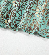 Lovesoft - Floral Print V Neck Ruffled Trim Backless Tassel Waist Maxi Dress