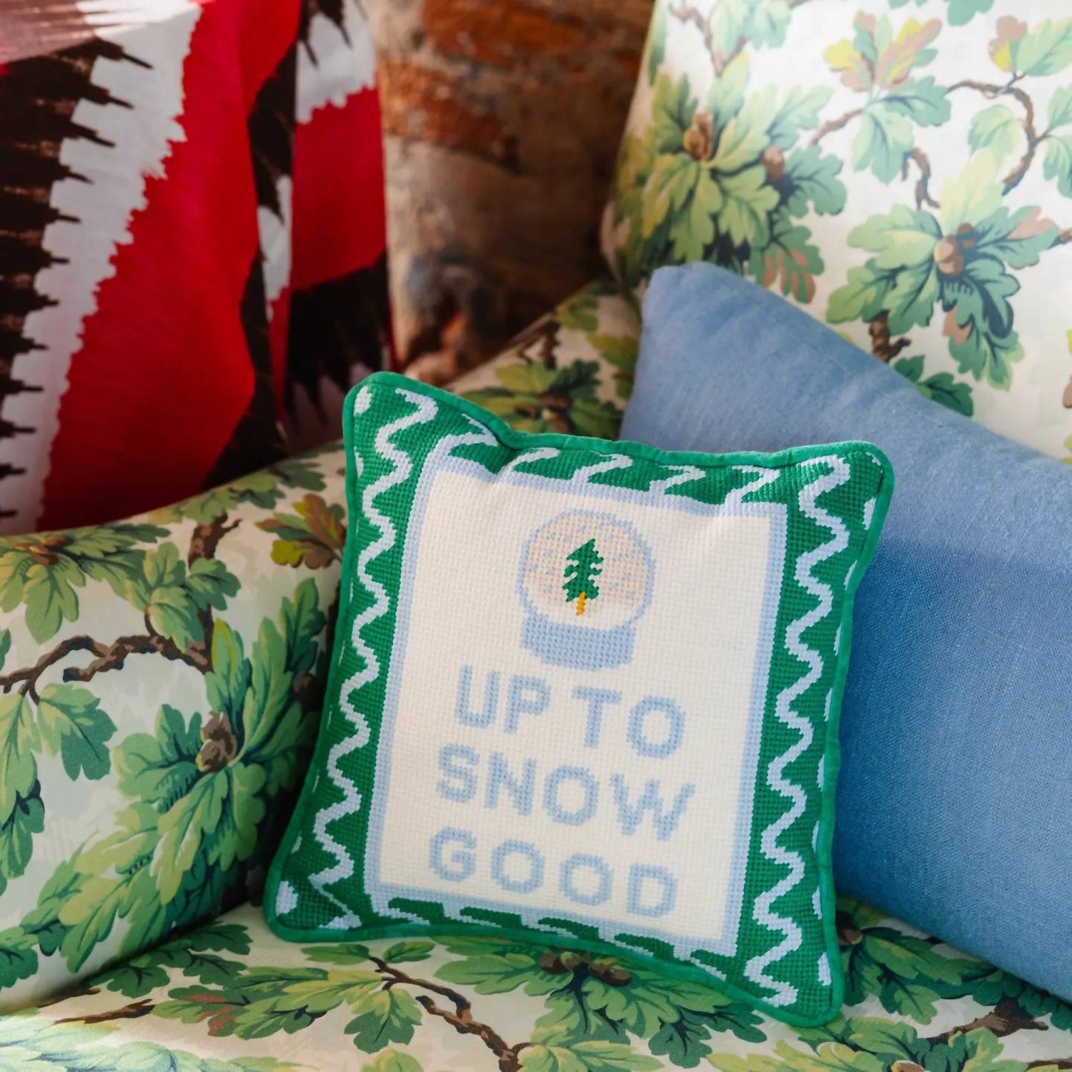 Furbish Studio - Up To Snow Good Needlepoint Pillow