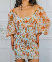Surelymine - Meaningful Dreams Floral Ruched Mini Dress