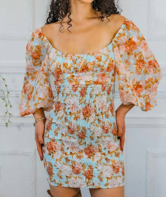 Surelymine - Meaningful Dreams Floral Ruched Mini Dress