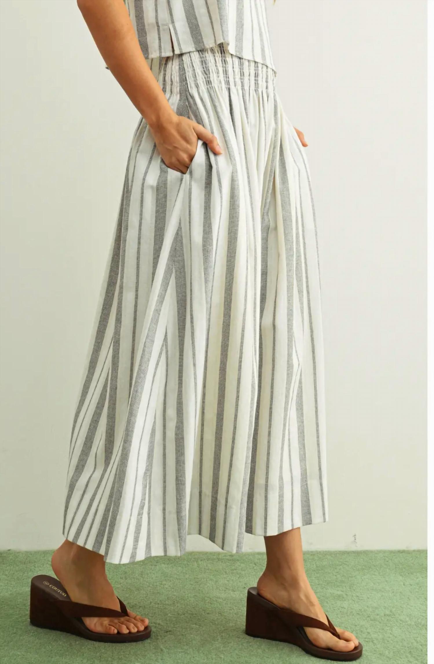 MIOU MUSE Blaire Smock Waist Long Skirt in black oatmeal - women's skirt - alternate view