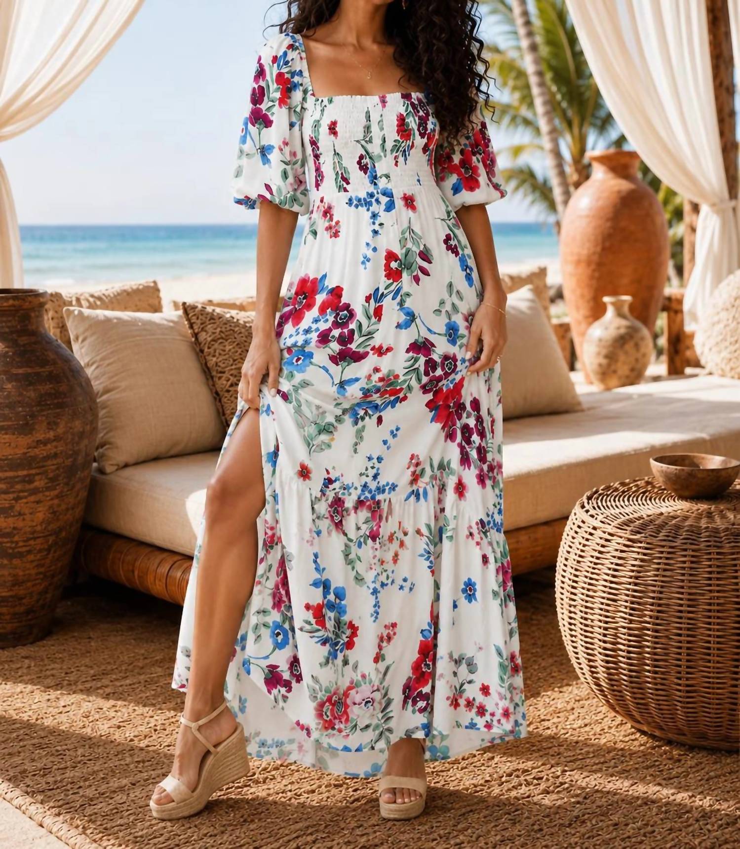 Little Secret Of Mine - Floral Tiered Maxi Dress