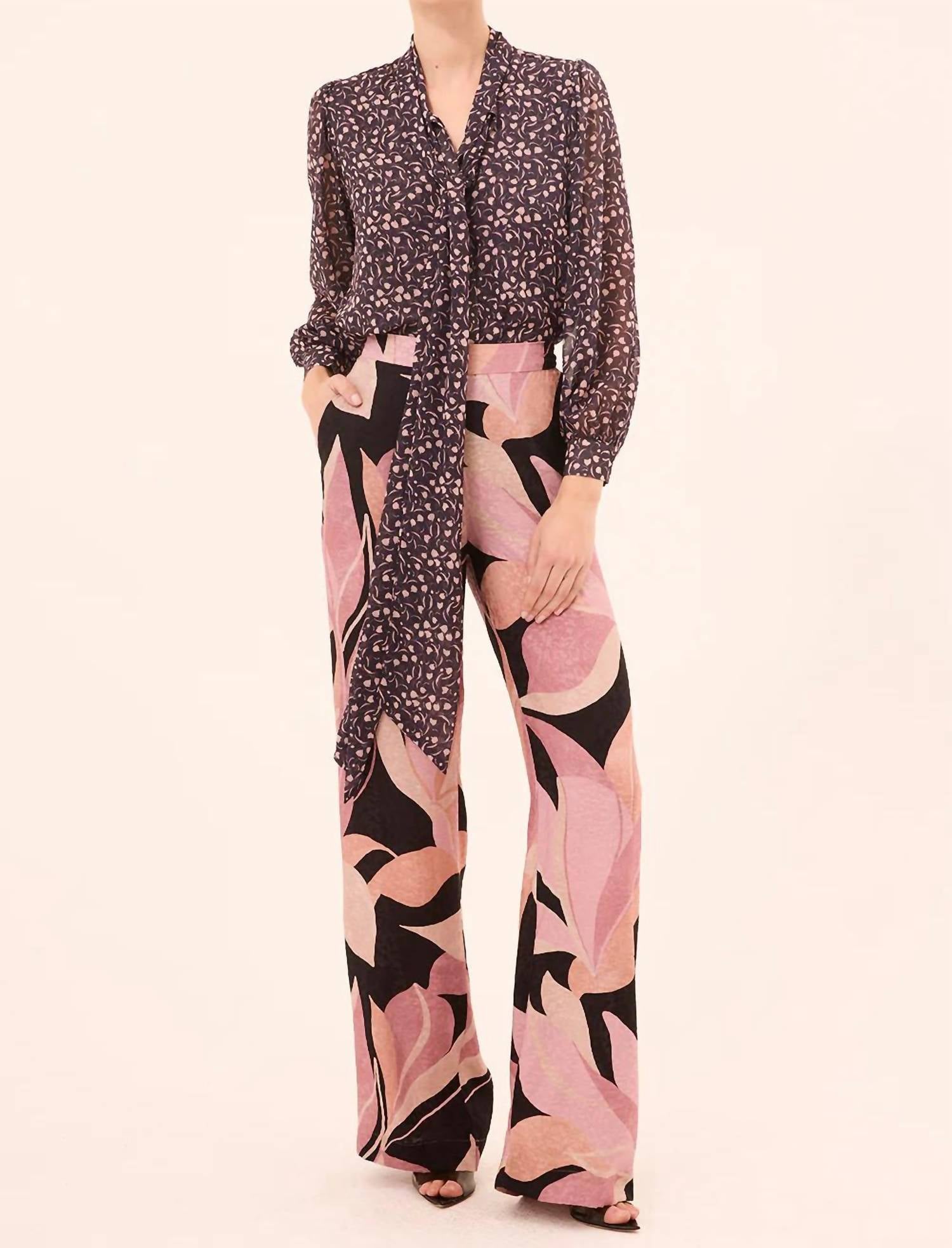 Misa Los Angeles Cher Pants in moody abstract flora jacquard - women's pants