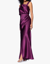 Betsy & Adam - Melody Satin Ruched Gown