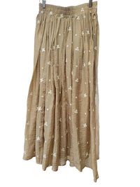 Easel - Women's Embroidered Crepe Midi Skirt