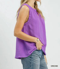 Umgee - Ruffled Neck Sleeveless Top