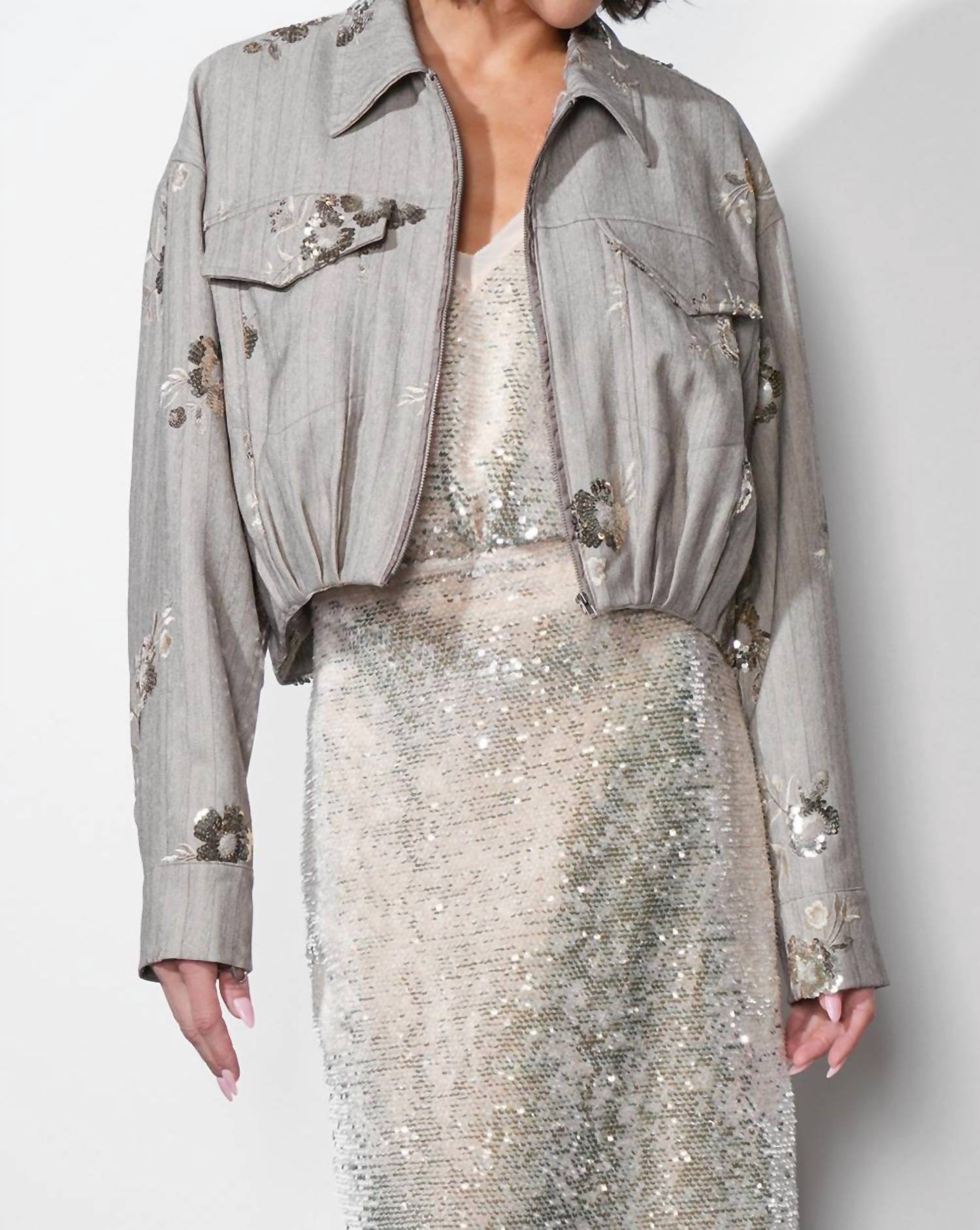 Greylin - Brielle Sequin Embroidered Jacket