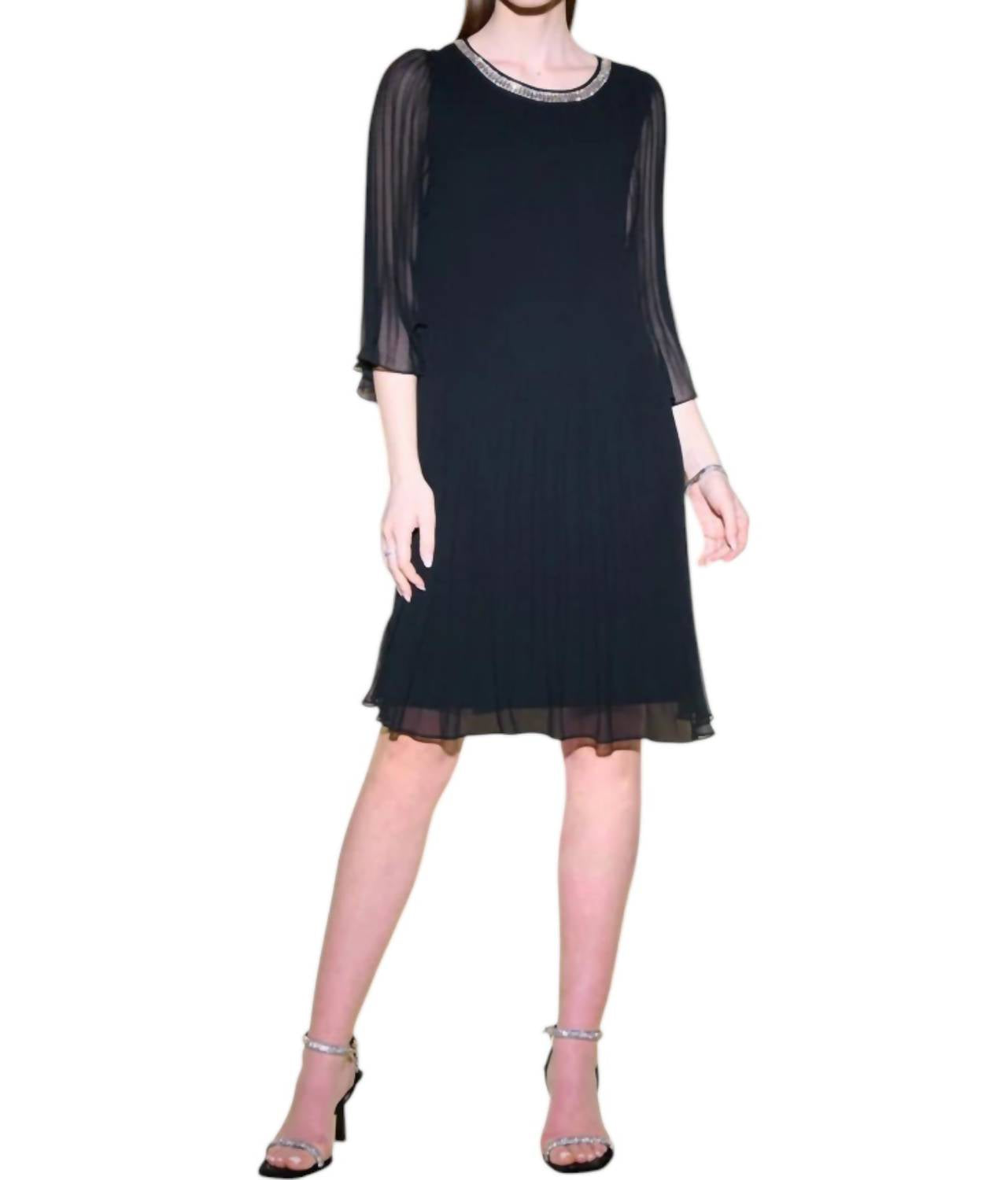 Joseph Ribkoff - Pleated Chiffon Trapeze Dress