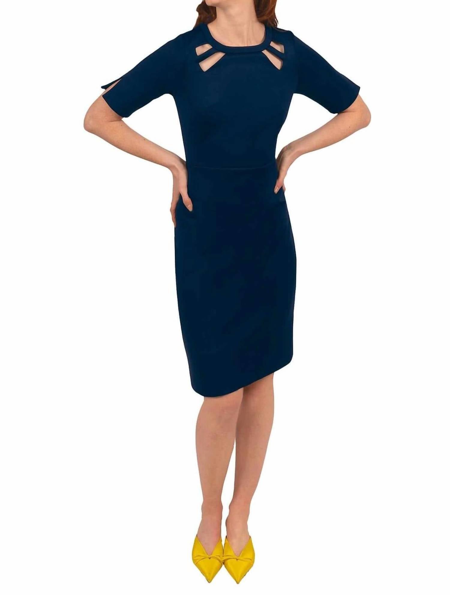 GRETCHEN SCOTT Jersey Peek A Boo Mini Dress in navy - women's dress - view 4