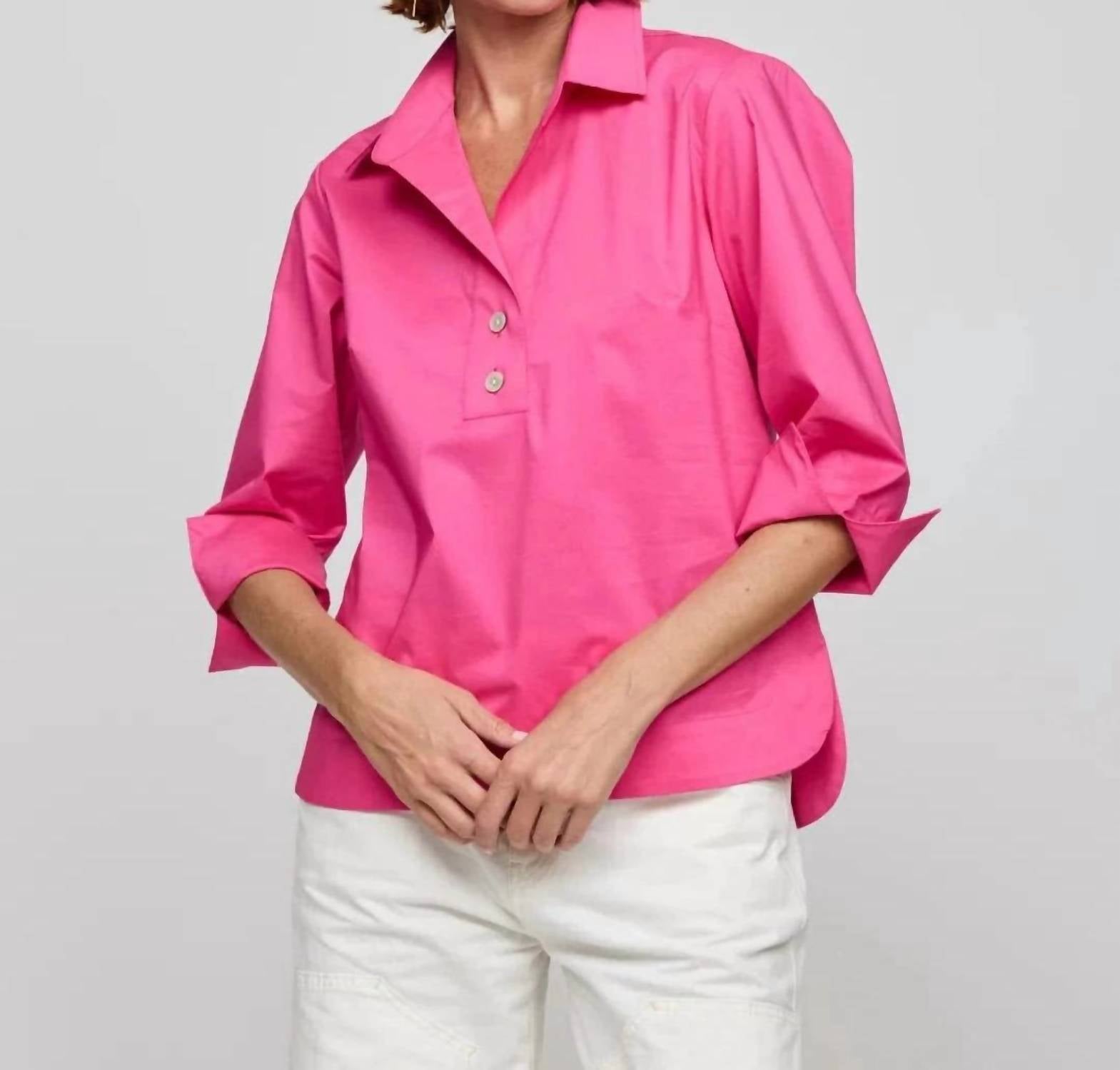 Hinson Wu - Aileen 3/4 Sleeve Button Back Top